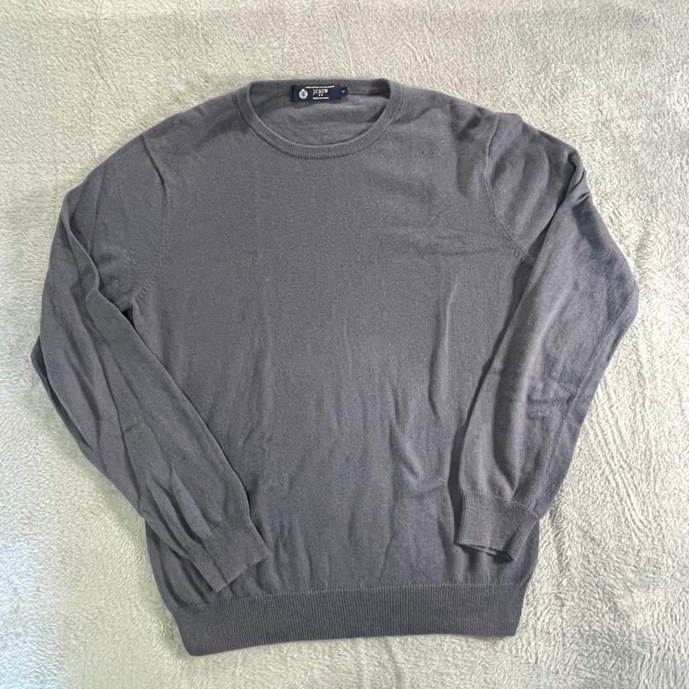 J. Crew Cotton Cashmere Crew Neck‎ Pullover Sweater Heather Gray small Preppy